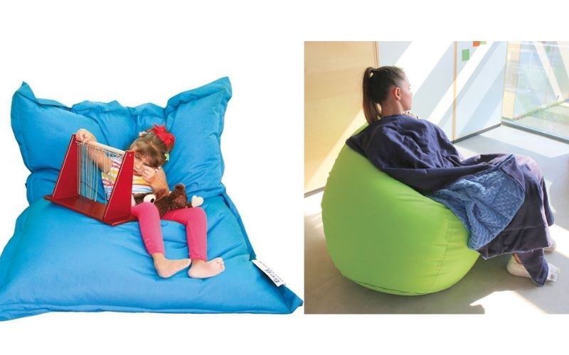 Pouf et couverture lestée