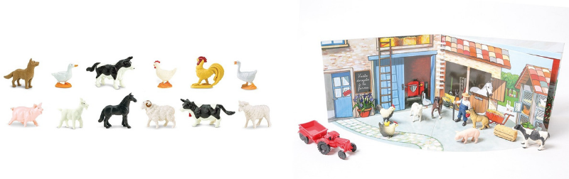 Livre à jouer la ferme et figurines animaux de la ferme