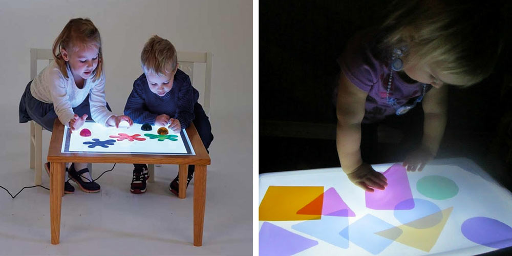 L'apprentissage des couleurs avec la table lumineuse