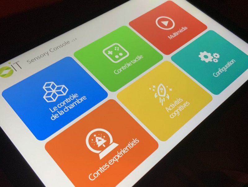 Le menu principal de la Sensory Console