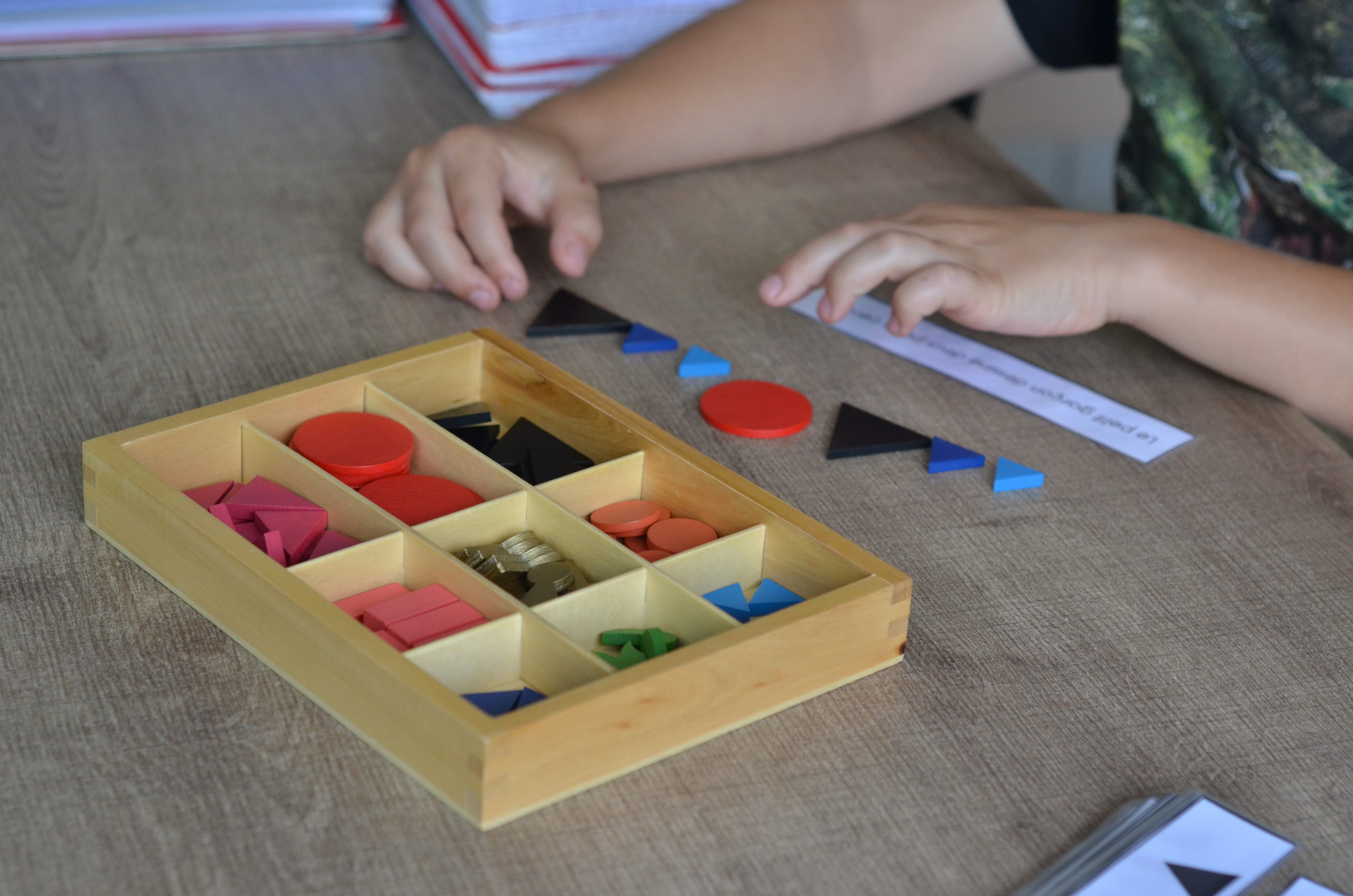 Enfant manipulant du matériel Montessori