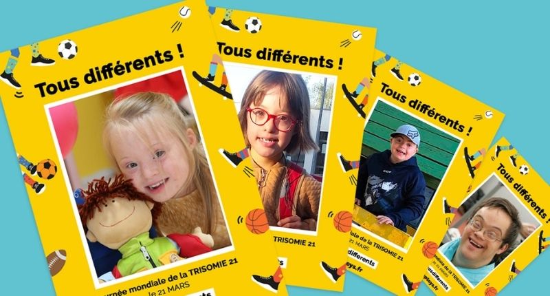 Le portrait de votre enfant. Affiche Tous différent ! Trisomie 21 2021