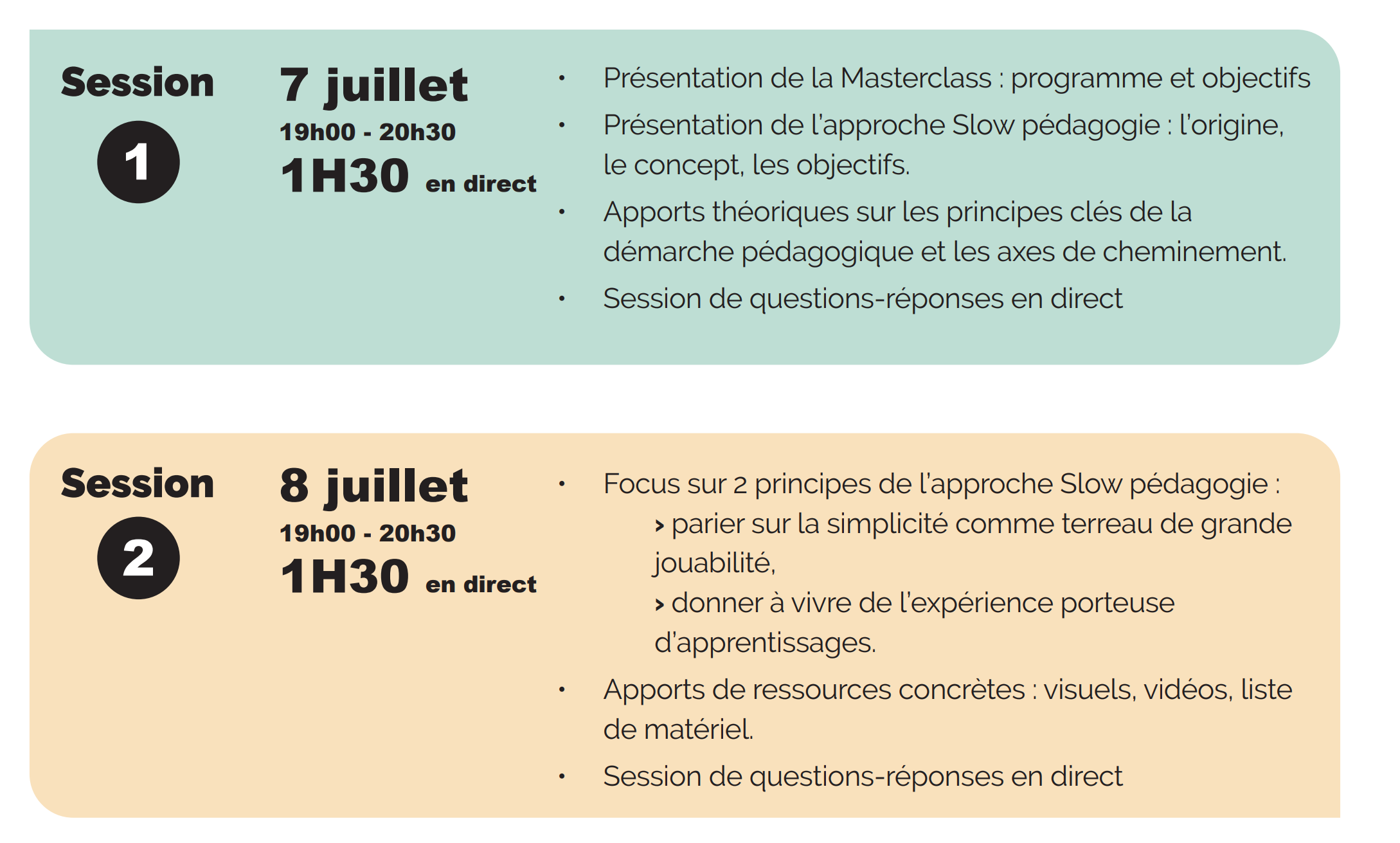 Déroulé Masterclass Slow pédagogie