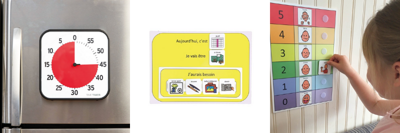 Time timer, planificateur, tableau des sentiments 