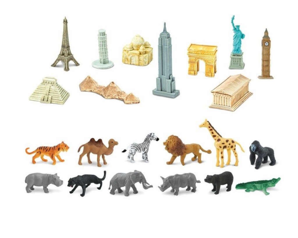 figurines monuments et animaux 