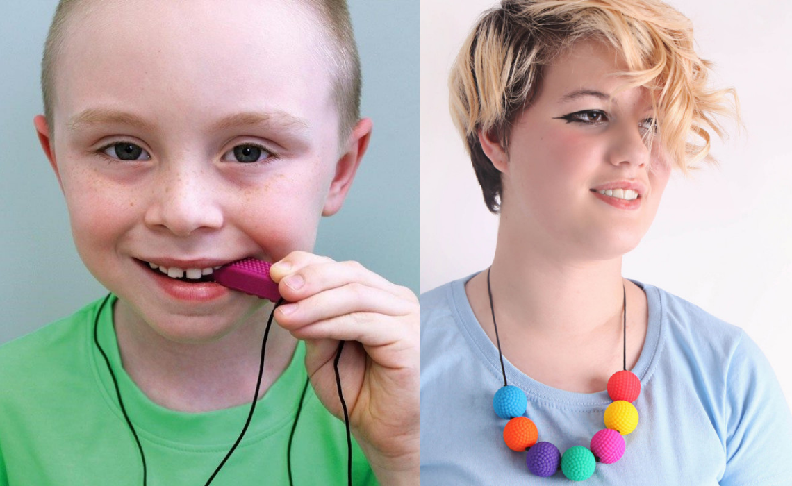 Collier à Mâcher Sensoriel Pour Enfants - Aide à L'autisme & TDAH | Silicone Alimentaire | Réduit L'anxiété