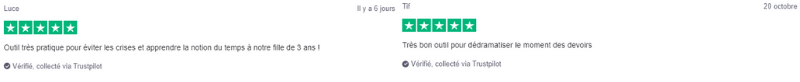 Avis Trustpilot du Time Timer et de l'agenda hebdomadaire