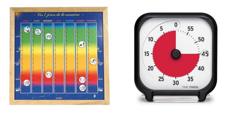 Un planning en bois et un Time Timer de poche