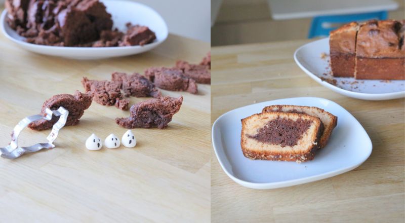 Un gâteau avec un insert en forme de chat