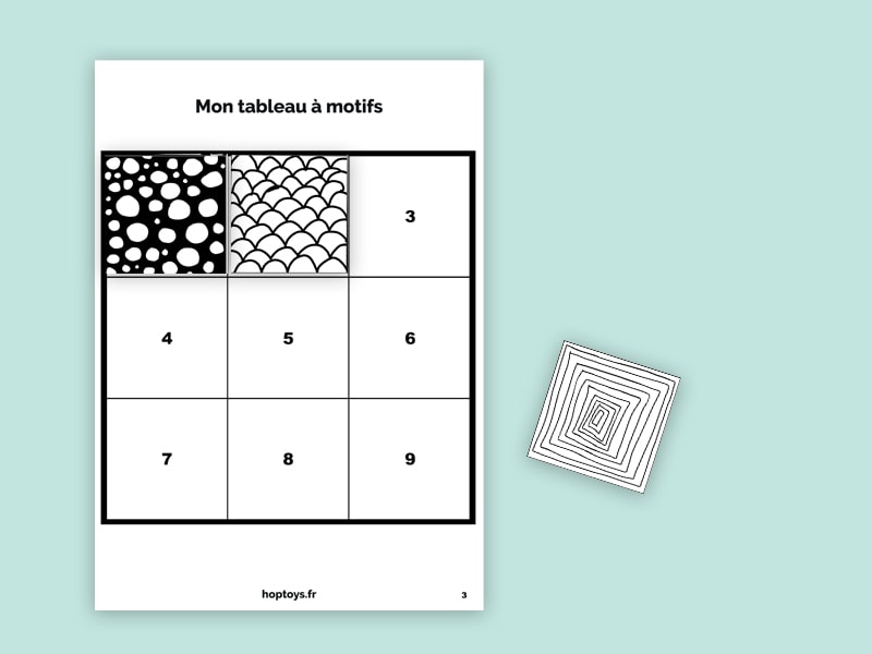 tableau à motifs en cours de remplissage