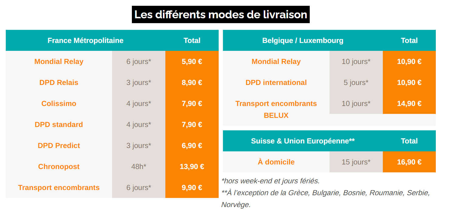 options de livraisons 