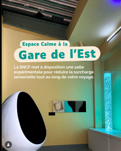 Image de notre compte Instagram montrant la salle sensorielle de la Gare de l'Est