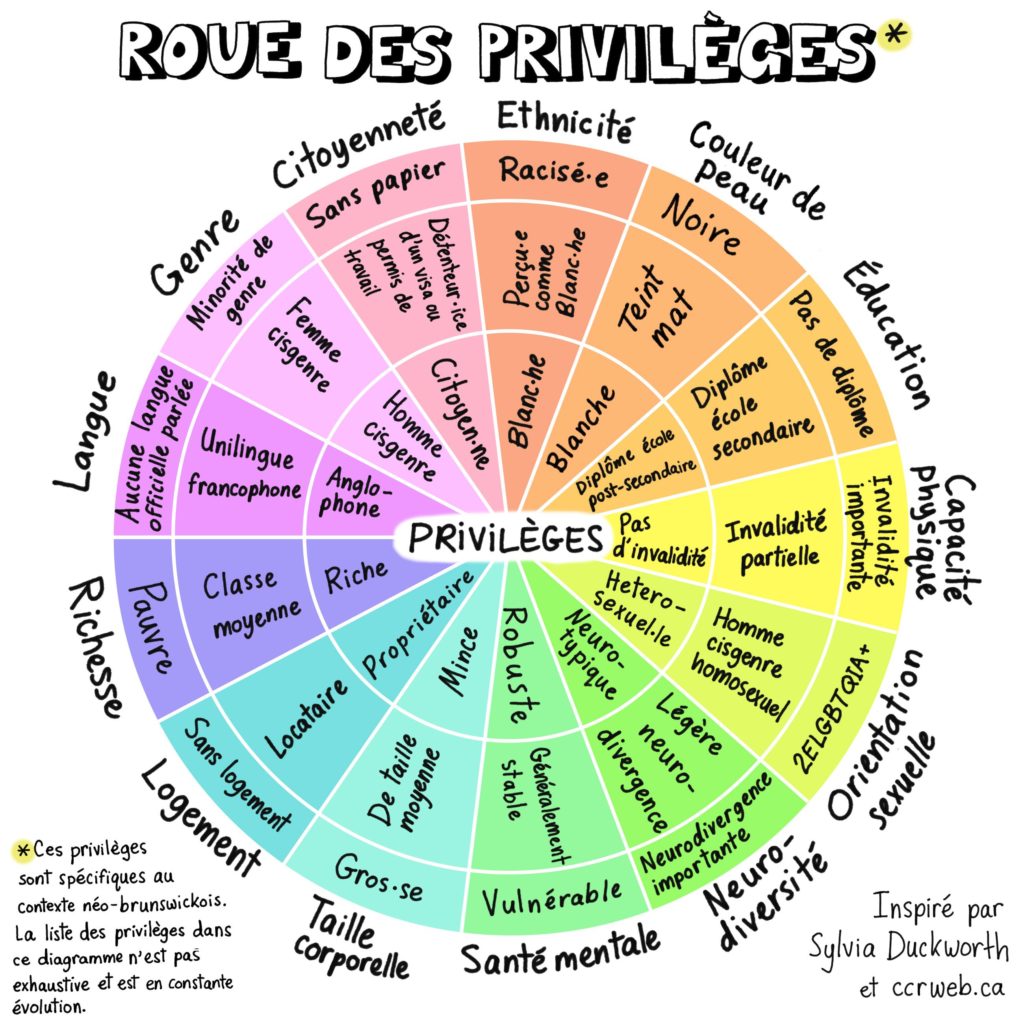 Roue des privilèges illustrant l'intersectionnalité