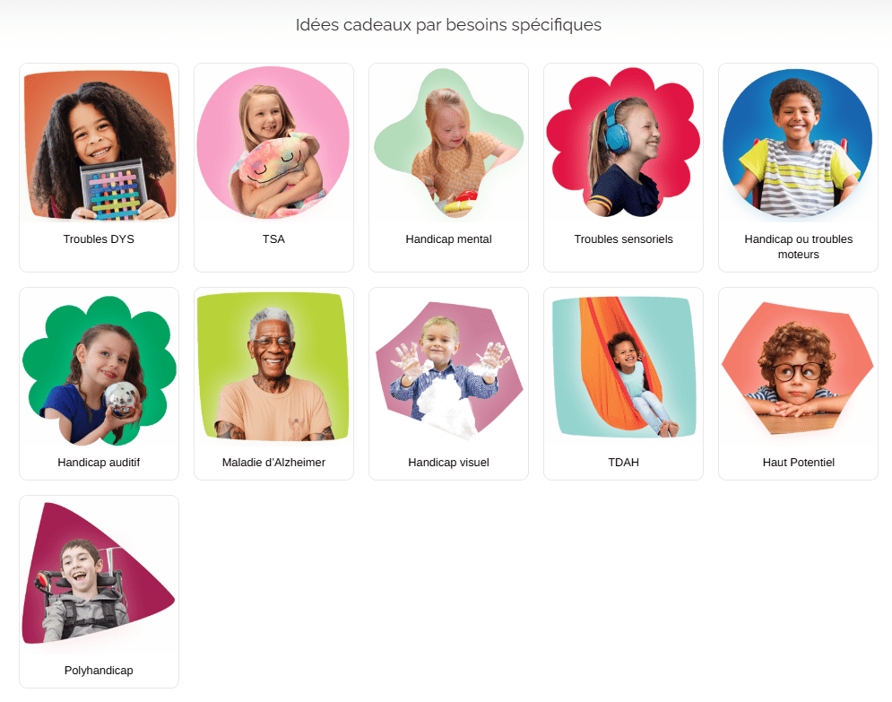 Idées cadeaux selon besoins issus du site internet