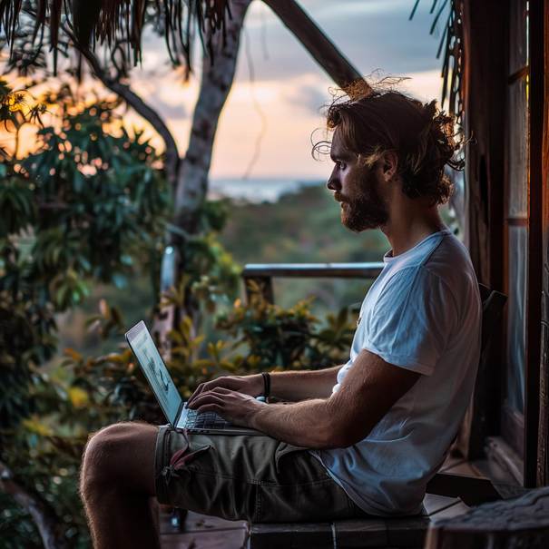 Homme en digital nomad